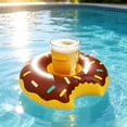 thumbnail image 6 of Inflatable Donut Beverage Cooler - Brown Plastic Drink Holder & Ice Bucket for Pool Parties, BBQ & Events - Portable Desktop Drink Chiller for Cans & Bottles, Summer Party Decorations - 7.28 Inch, 6 of 6