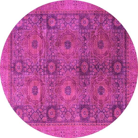 Ahgly Company Indoor Round Oriental Pink Modern Area Rugs, 5' Round
