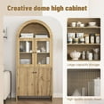 thumbnail image 3 of 69" LED Tall Arched Kitchen Pantry Cabinet, Wood Kitchen Storage Hutch with 2 Large Drawers and Adjustable Shelves, Glass Dome Cupboard for Dining Room, Bathroom，Livingroom, 3 of 6