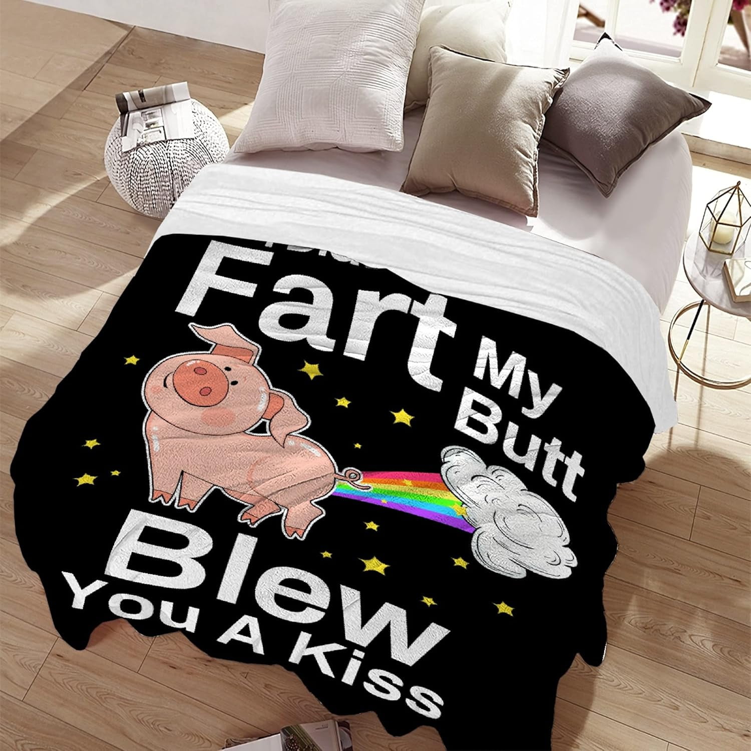 Pig Blanket,Girls Pink Pigs Animal Fleece Lightweight Throws,I Didnt My Blew You A Kiss,Super Soft Sherpa Blankets, for Bed Sofa Couch,Funny Things for Teen,50"x60" for Girl Boy