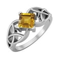thumbnail image 2 of 5mm Square Shape Natural Citrine 925 Sterling Silver Solitaire Celtic Valentines Day Gifts Ring, 2 of 8