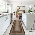 thumbnail image 1 of Boho Braided Print Runner Rug - Machine Washable, Non-Slip, Soft Low Pile, Spot Resistant Carpet for Hallway, Kitchen, Bedroom - Brown, 2x6ft (USA), 1 of 8