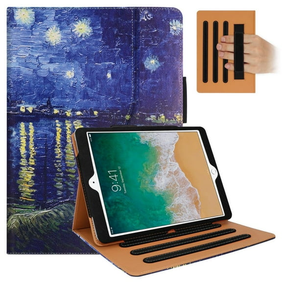 iPad 9th Generation Case,iPad 8th/7th Genration Case, iPad 10.2 Case 2021/2020/2019 with Pencil Holder - Multi-Angle Stand, Hand Strap, Auto Sleep/Wake, Rhone