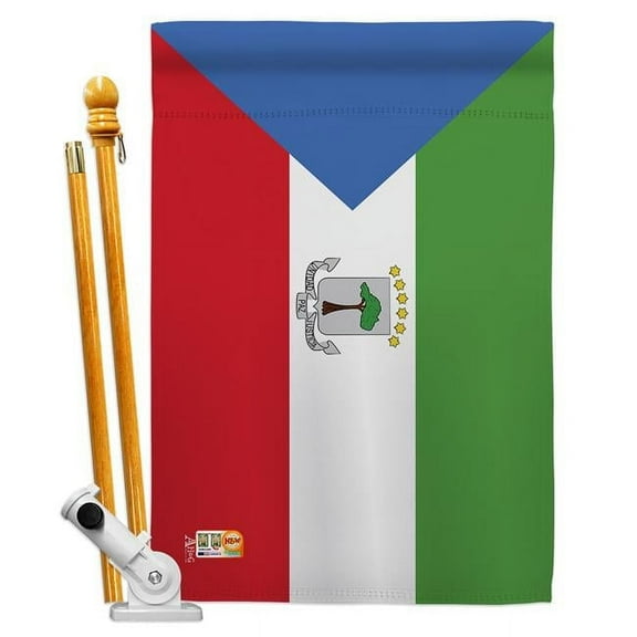 AA-CY-HS-140077-IP-BO-D-US18-AG 28 x 40 in. Equatorial Guinea Flags of the World Nationality Impressions Decorative Vertical Double Sided House Flag Set & Pole Bracket Hardware Flag Set