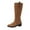Brown, variant on Oyedens Motorcycle Riding Boots for Women Goth Fashion Heels Mid Calf Cowboy Cowgirl Tall Boots Fall