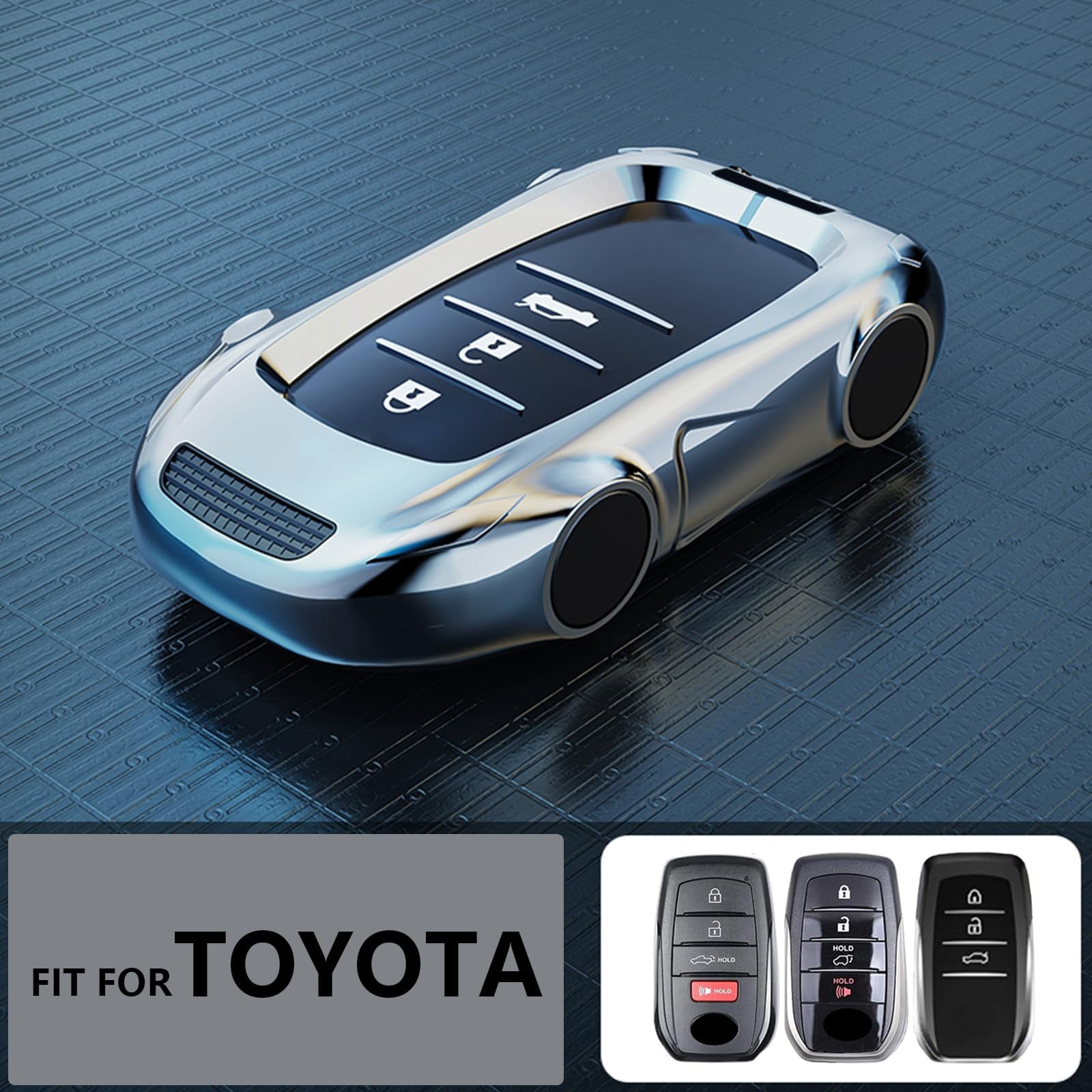 Key Cover Case, Zinc Alloy Key Fob Case Shell Compatible with Toyota Venza RAV4 Prime Sienna Land Cruiser Fortuner Mirai Grand Highlander Prius Collora 2019-2024