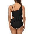 thumbnail image 7 of Women's Ruffle One Piece Swimsuits Cutout Bathing Suit Asymmetric Shoulder Monokini Swimwear, 7 of 7