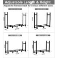 thumbnail image 3 of 8ft Firewood Rack Outdoor Adjustable Heavy Duty Wood Rack Fire Wood Holder for Indoor Storage Fireplace Metal Lumber Organizer Stand Stacker, Black, 3 of 6