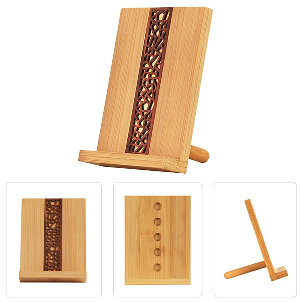 FONDOTIN 1Pcs Bamboo Phone Stand Beige Portable Stand for Tablet and Mobile Phone
