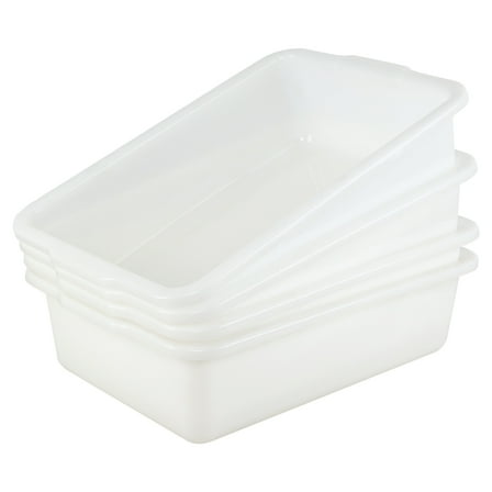 Yuright 32 Liter Commercial Bus Tubs, Large Plastic Basin Tub Set of 4, White