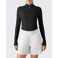 thumbnail image 6 of G4Free Lightbreeze Women's UPF 50+ Sun Shirts Long Sleeve Crop Workout Tops Thumbholes Mock Neck Quater Zip Tees Running, 6 of 7