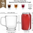 thumbnail image 4 of Clear Glass Mug 16 oz - Borosilicate Glass Coffee Mug, Large  Cup for Hot & Cold Drinks, Dishwasher Safe Glass Cups, 4 of 6