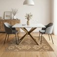 thumbnail image 3 of ODIKA Throw Interlocking Tan Tiled Symmetrical Border Entryway Non-Slip Chair-Friendly for Dining Room, Under Table, Home Office, 3 of 7