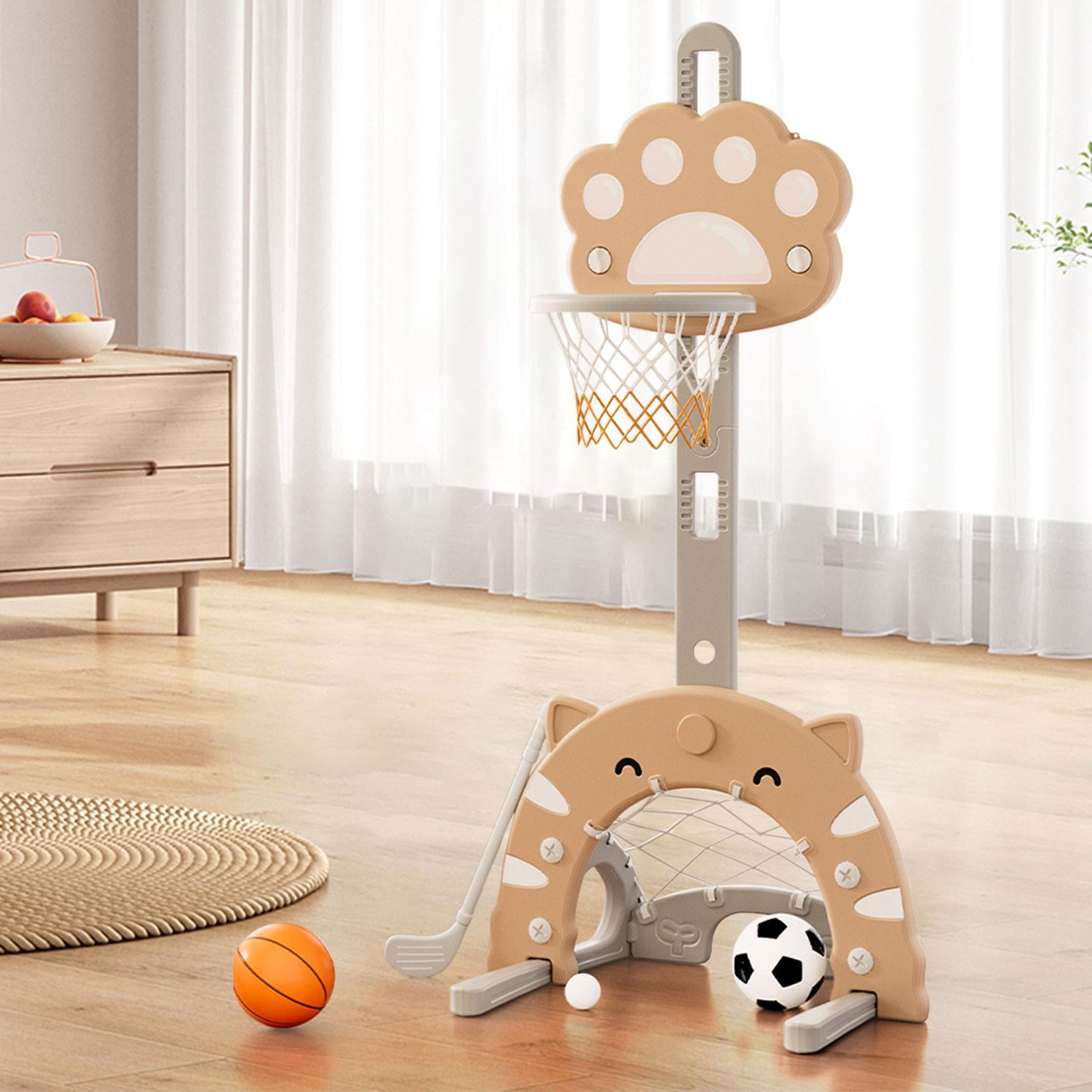 GARENDE 3 in 1 Basketball Hoop Set Portable Basketball Stand for Party Yard Carnival Brown