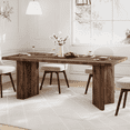 thumbnail image 5 of Finmind 63" Dining Table for 4-6, Wood Farmhouse Kitchen Table for Dining Room, Dark Brown, 5 of 7