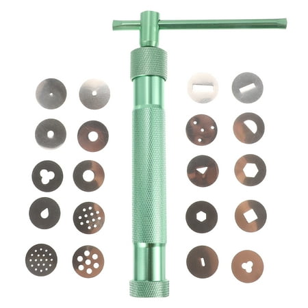 PIXNOR Portable Polymer Clay Extruder Sculpey Sculpting Tool with 20 Interchangeable Discs (Green)