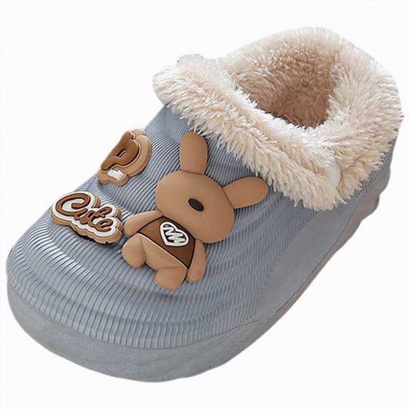 HCNTES Toddler Slippers Little Boy and Girl Home Slippers Plush Cute Non-Slip Warm Winter Shoes, Suitable for Indoor and Outdoor Kids Slippers(Light Blue,9)