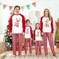 thumbnail image 2 of Family Matching Christmas Pajamas Deer Pattern Long Sleeve Tops Plaid Pants Sleepwear Set, 2 of 7