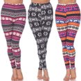 thumbnail image 1 of White Mark Women's 3-Pack Soft Stretchable Holiday Leggings, 1 of 2