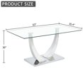thumbnail image 3 of Noble House 63" Modern Rectangular Glass Dining Table,Tempered Glass Top 0.4" Thick,Silver, 3 of 10
