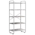 thumbnail image 2 of Liese 5 Tier Free Standing Kitchen Bakers Rack, White Metal Frame & Wood Storage Shelves, Transitional, 2 of 5
