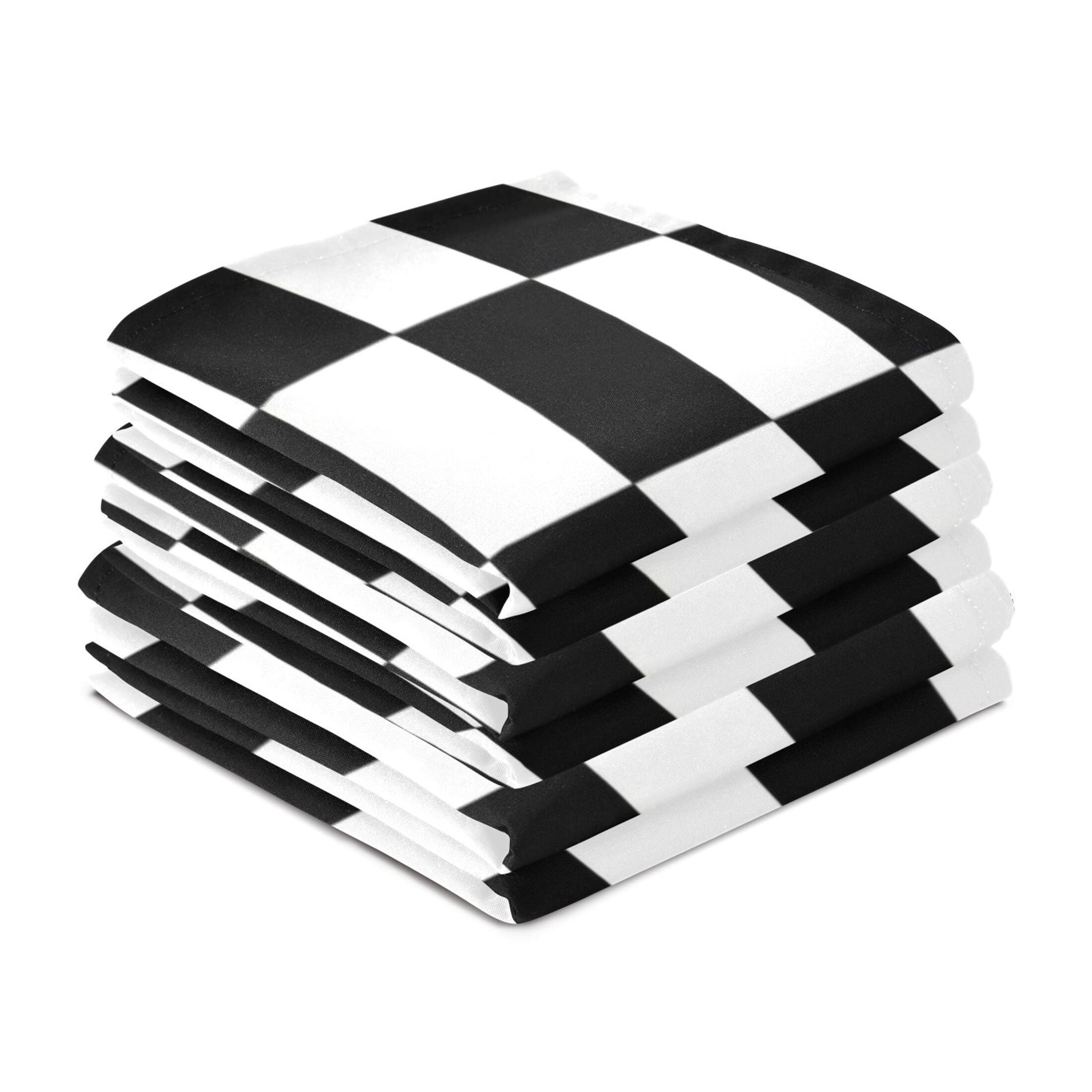 Qxltty Black and White Checkered Kitchen Towels 28 x 18 Inch Set of 6 Soft Cotton Linen Feel Dish Towels with Hanging Loop for Drying, Cleaning & Decor