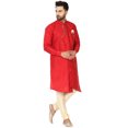 thumbnail image 4 of SKAVIJ Kurta Pajama Set for Men Traditional Wedding Party Dress Red S, 4 of 6