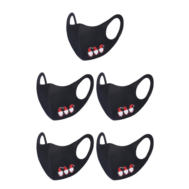Youkk Christmas-Themed Cosplay Facial Mask Dustproof Elastic Ear Wearing Face Cover with Filter Type B E 5Set