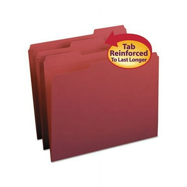 Reinforced Top Tab Colored File Folders 1/3-Cut Tabs, Letter Size, Maroon, 100/Box