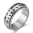 thumbnail image 2 of Anillo de acero de titanio giratorio con texto vikingo nórdico para hombre, joyería para aliviar el estrés y la ansiedad emocional, 2 of 5