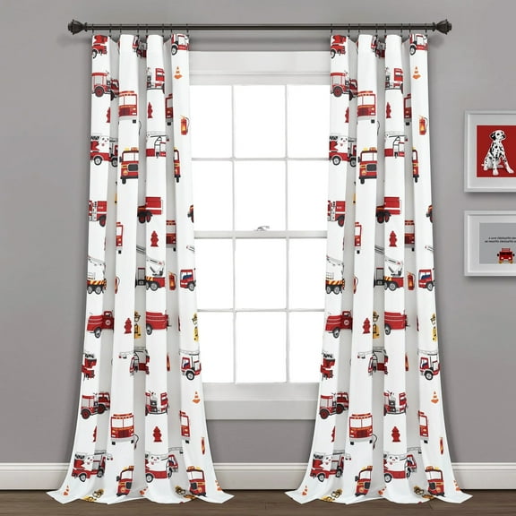 Make A Wish Fire Truck Window Curtain Panels, 84-inches in L, Set of 2