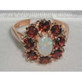 thumbnail image 4 of LBG 14K Solid English Rose Gold Ladies 9 Stone Colorful Fiery Opal & Garnet Anniversary Ring - Size 8, 4 of 4