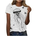 thumbnail image 1 of Tops de Ajuste Suelto para las Mujeres Sudadera Casual Impresa Manga Corta Cuello Redondo Superior, Poliéster, 1 of 4