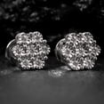 thumbnail image 2 of Miracle Set 10K White Gold Flower Cluster 0.14 Ct Natural Diamond Stud Earrings, 2 of 6