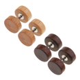 thumbnail image 1 of 2 Pairs Wood Barbell Stud Earring Illusion 16g Stainless Steel Pin Stud - (1.2x6x6mm), 16g, 1 of 5