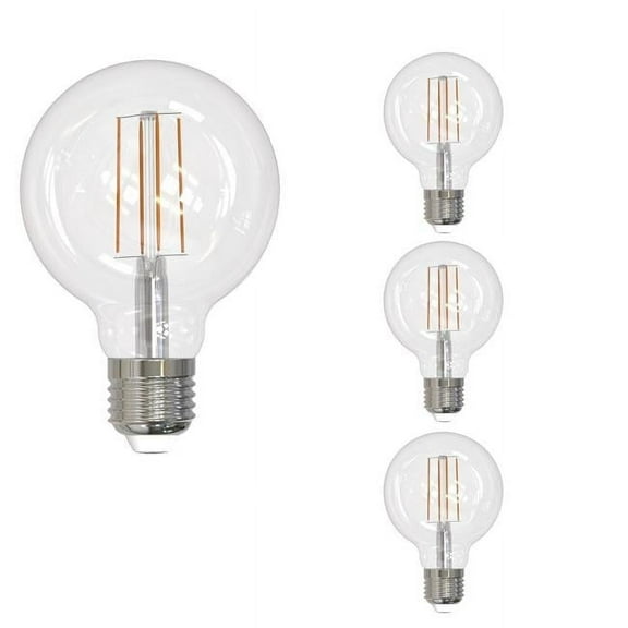 Bulbrite 862877 3000K 800 Lumen 5 watt LED Filament Dimmable G25 Light Bulb with a Clear & Medium E26 Base, Soft White - Pack of 4