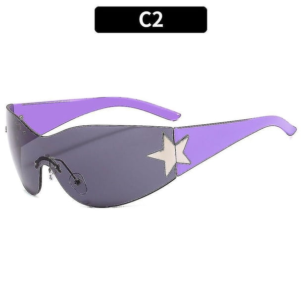 Gafas de sol sin montura Y para mujeres y hombres, gafas de sol envolventes de moda de los años 2000, gafas Punk de una pieza, gafas de moda de gran tamaño