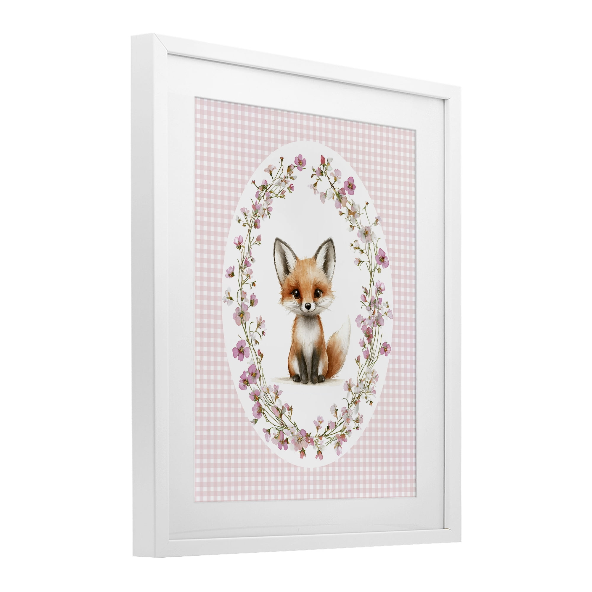 Stupell Industries Fox with Cherry Blossoms White Framed Print Under Glass, design by Christine Simpson Art