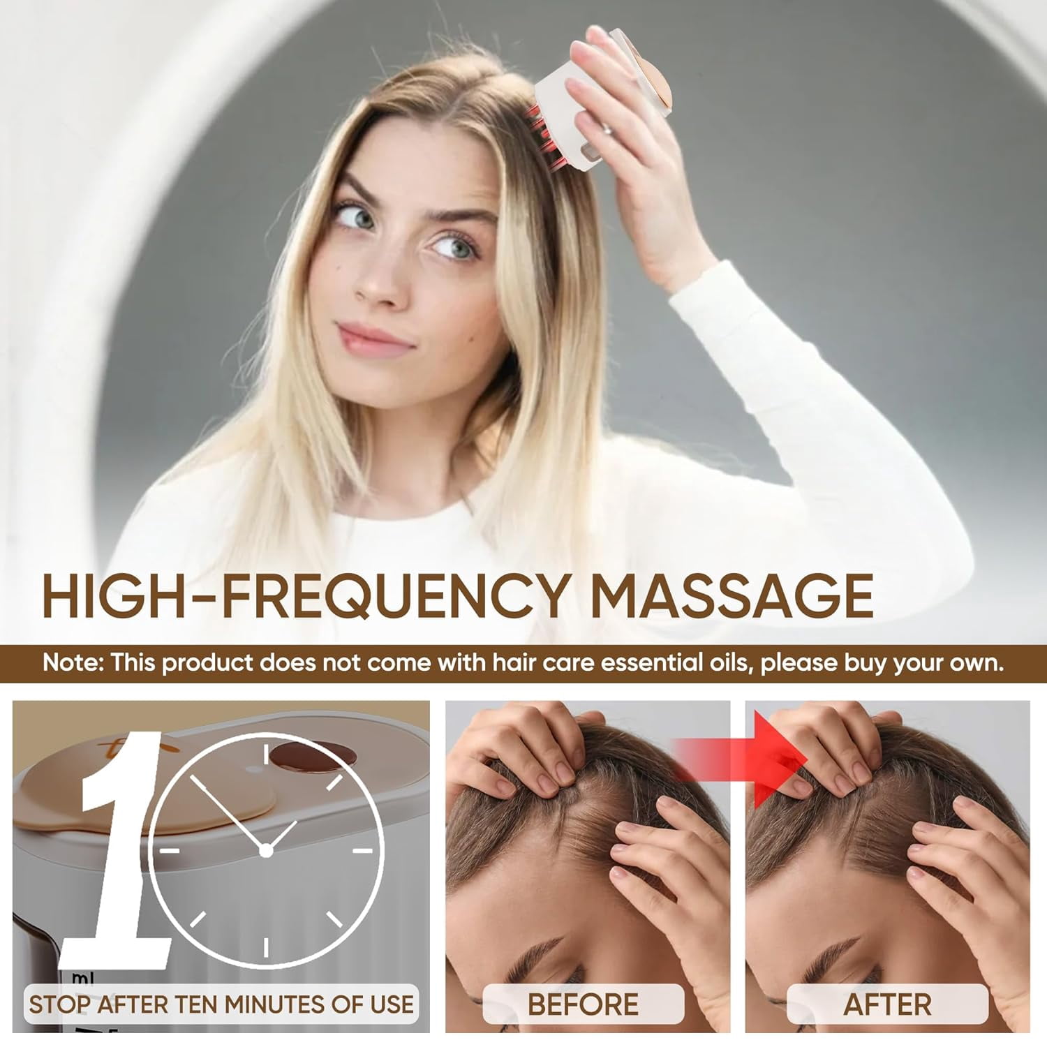 Scalp and Hair Growth Massager Comb, Hair Oil Applicator Brush, Laser Hair Growth Comb with Red Light Mode, Heal Damaged Roots & Scalp, Compact & Easy to Use