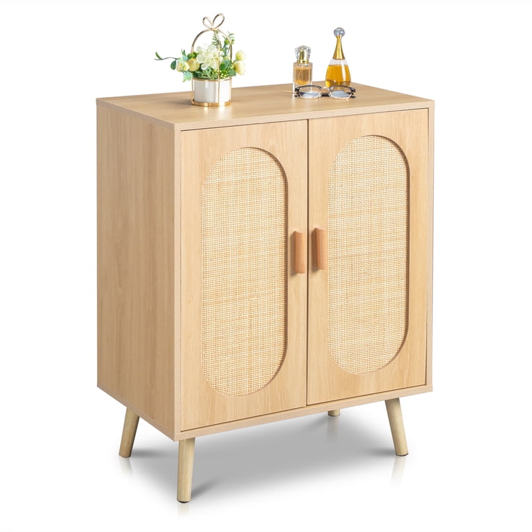Ktaxon Shoe Storage Cabinet for Hallway with Rattan Doors, 4-Tier