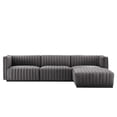 thumbnail image 3 of Modway Conjure Channel Tufted Performance Velvet 4-Piece Sectional in Black Gray, 3 of 10