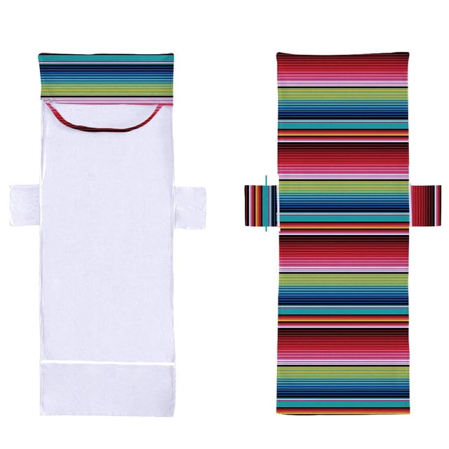 Leutsin Housse de Chaise à Rayures Serviette de Plage Imprimée Polyester Coton Serviette de Chaise Longue