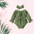 thumbnail image 4 of Otqutp Birthday Romper for Toddler Baby Girls Romper Long Sleeved Bow Solid Color Harness Outside Bodysuit Romper Jumpsuit, 4 of 7
