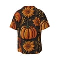 thumbnail image 6 of Lsque Autumn Pumpkin Leaves print Men's Cuban Collar Short Sleeve Shirt Summer Beachwear Casual Button Down Fashionable Vacation Leisure Shirt-Medium, 6 of 7