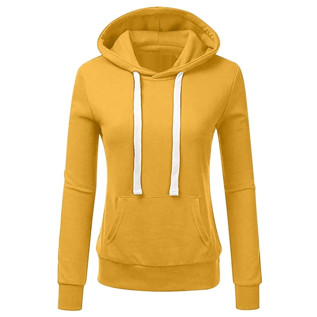 Penkiiy Sweat à Capuche pour Femmes Mode Décontractée Patchwork Jaune Y2K
