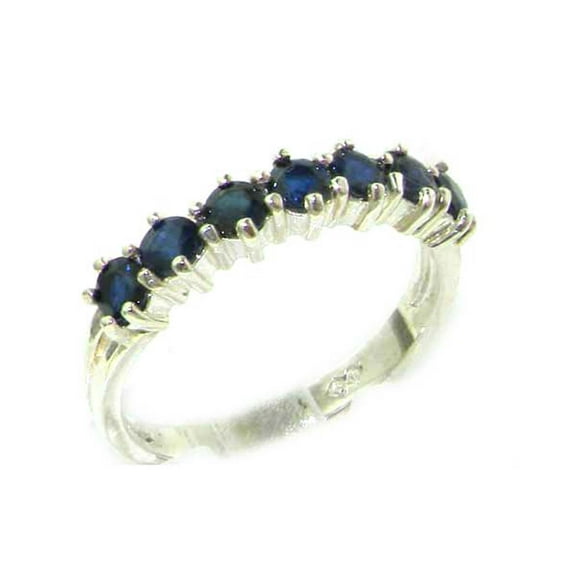 LBG British Made 10k White Gold Natural Sapphire Womens Eternity Ring - Size 9.25 - 33 size options