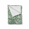 thumbnail image 2 of Floral Soft Flannel Fleece Throw Blanket, Classic Rose Branches Victorian Petals Romantic Botanical Blossom Pattern, Cozy Plush for Indoor and Outdoor Use, 60" x 80", Reseda Green Cream, by Ambesonne, 2 of 6