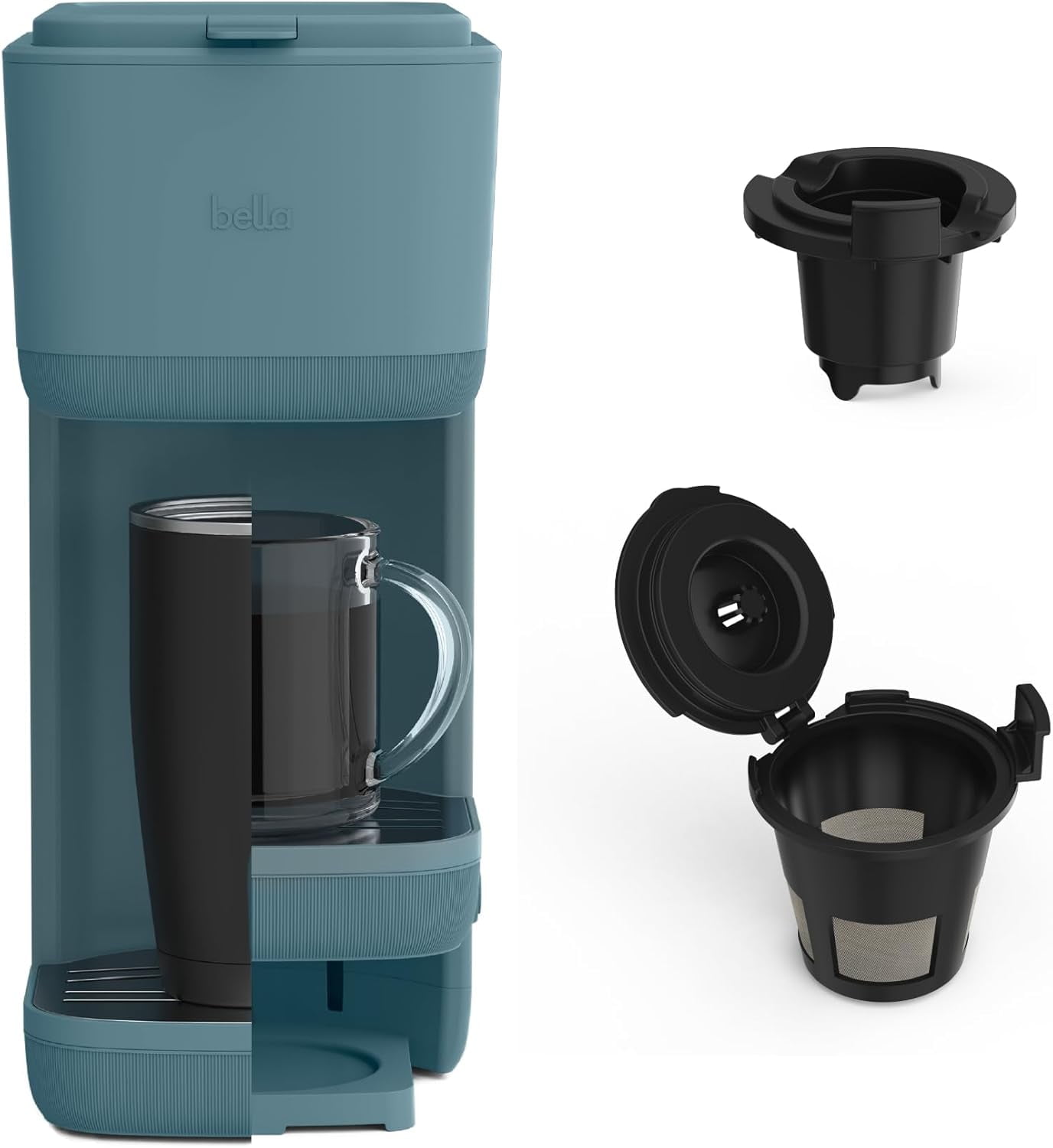 bella Single Serve Coffee Maker, K Cup & Coffee Ground Compatible