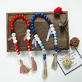 thumbnail image 2 of Guirnalda de cuentas de madera con borlas navideñas, colorida, para fiestas de Navidad, 2 of 5
