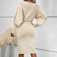 thumbnail image 5 of HJYCHN Elegant Women's Knit Casual Dress for Autumn Winter Seasons Comfortable Daily Wear Versatile Soft Fabric Fit Stylish Outfits Beige L, 5 of 7
